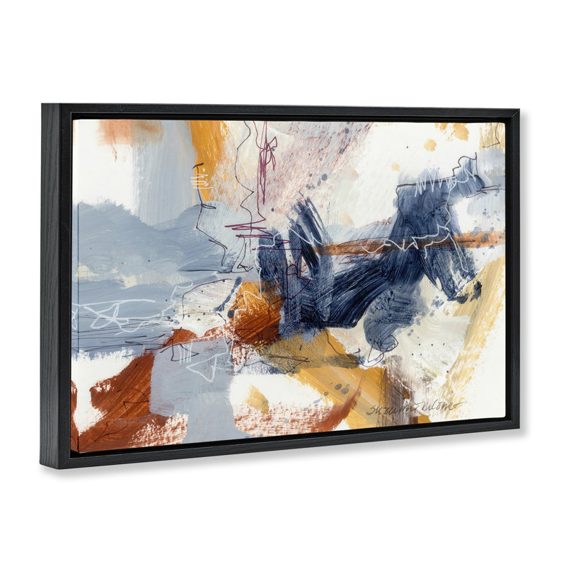 «Coastal Pleasures», art mural encadré flottant abstrait, conception par Suzanne McCourt, H 21 po x l 31 po