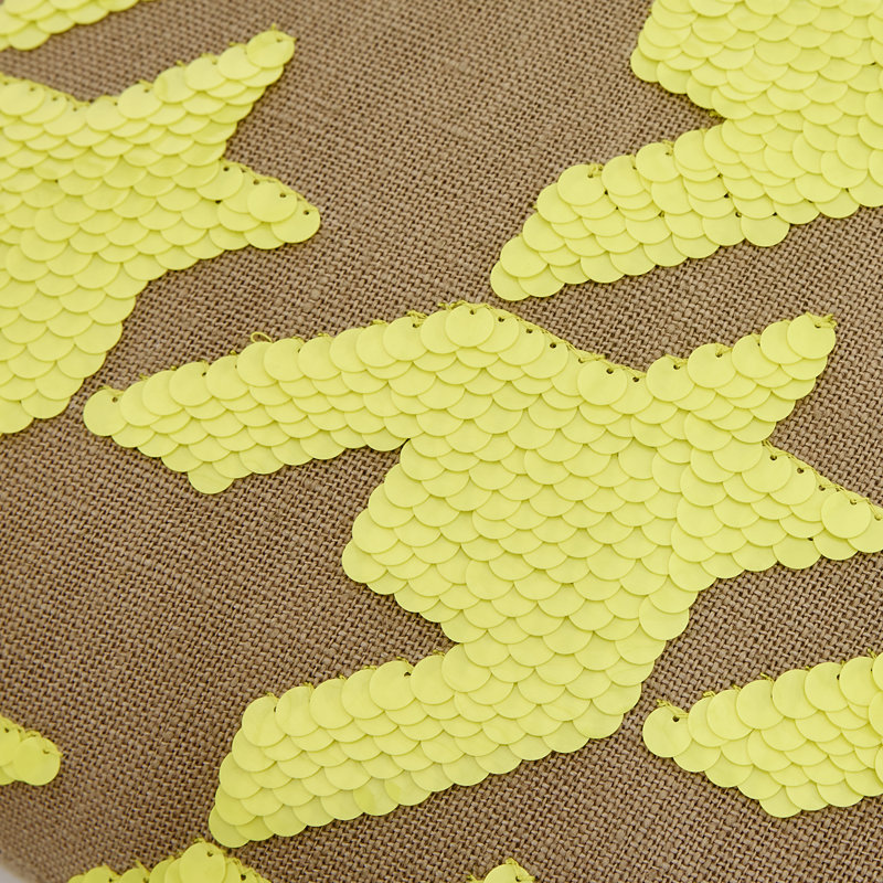 Ibiza Linen Pillow Cover & Insert, Square 16", Yellow/Tan Houndstooth