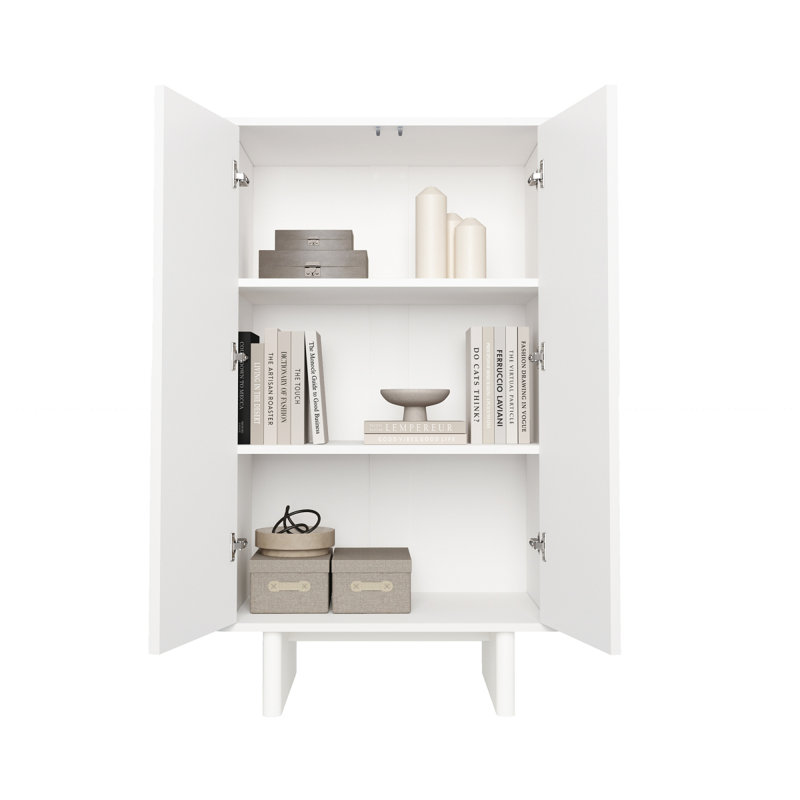 Ella 32" Modern Accent Cabinet with Adjustable Shelves in White, White