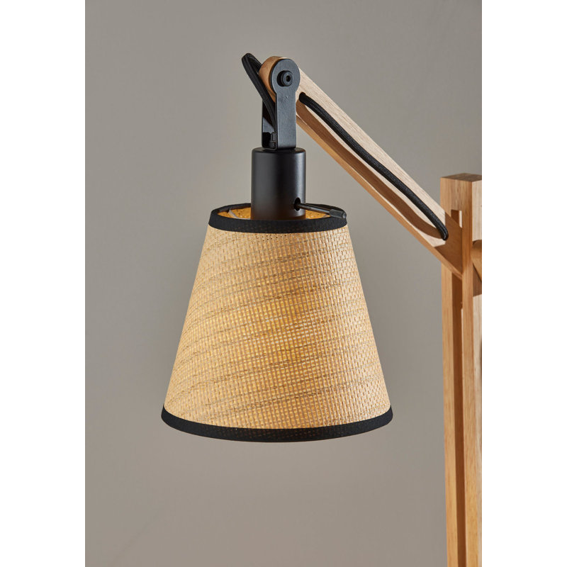 Lampe de bureau en bois massif Mansour, Noir / brun