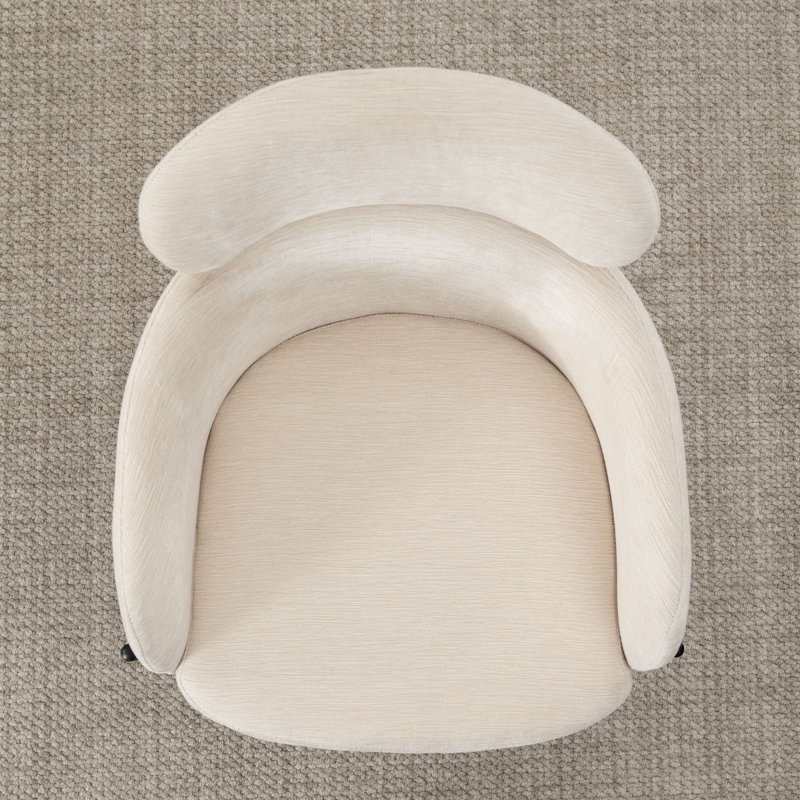 Ensemble de table de salle à manger extensible ronde à ovale avec fauteuils rembourrés, 7 pièces : table, 6 chaises, Beige