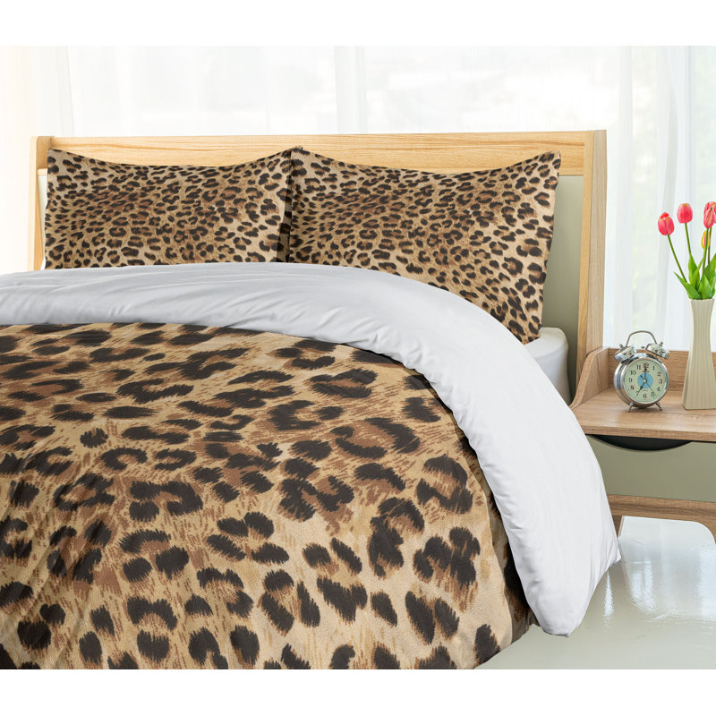 Leopard Print Queen Duvet Cover Set with Pillow Shams