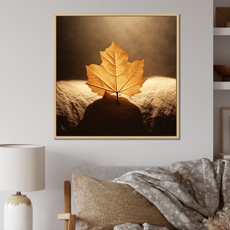 " Bronze Leaf Unveiled ", 30" H x 30" W x 1" D, Natural Floater Framed