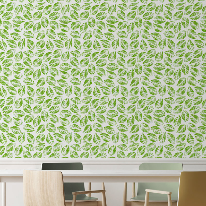 Panneau de papier peint adhésif lisse Baneen, Vert, l 24 po x L 120 po
