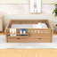Lit mezzanine en bois avec lit gigogne simple et escalier-130085640-130085642