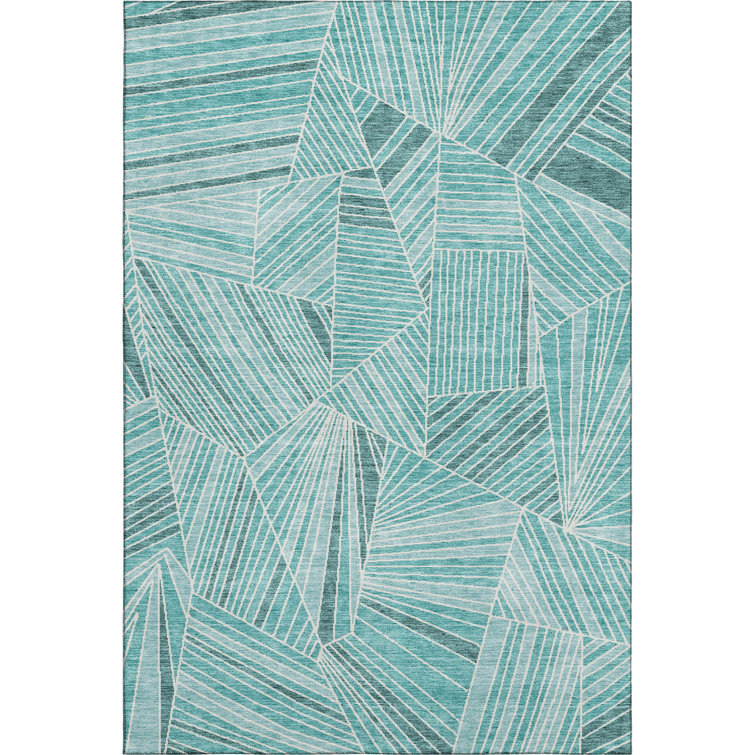 Premium Machine Washable Prisco Teal Rug