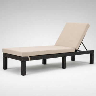 Outdoor Weather-Resistant Chaise Lounge with Woven Wicker Construction, Comfortable Cushion Support, Sturdy Stable Frame