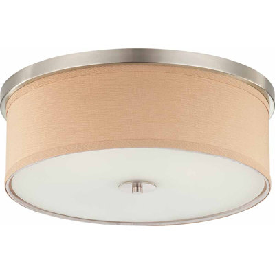 4.75"H x 15"W Handcrafted Linen Finish Fabric Drum Flush Mount Shade