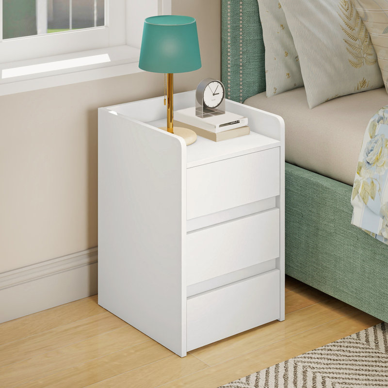  Set Of 2 Bedside Table With 3 Drawers, White Bedside Cabinet