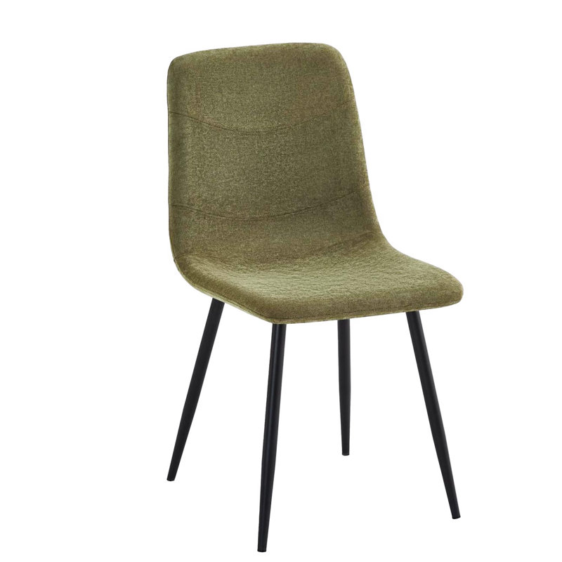 Fabric Upholstered Metal Side Chair, 4, Green