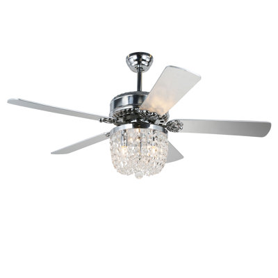 Engebretson 52'' Reversible Crystal Ceiling Fan with Light and Remote Control, 3 Speed