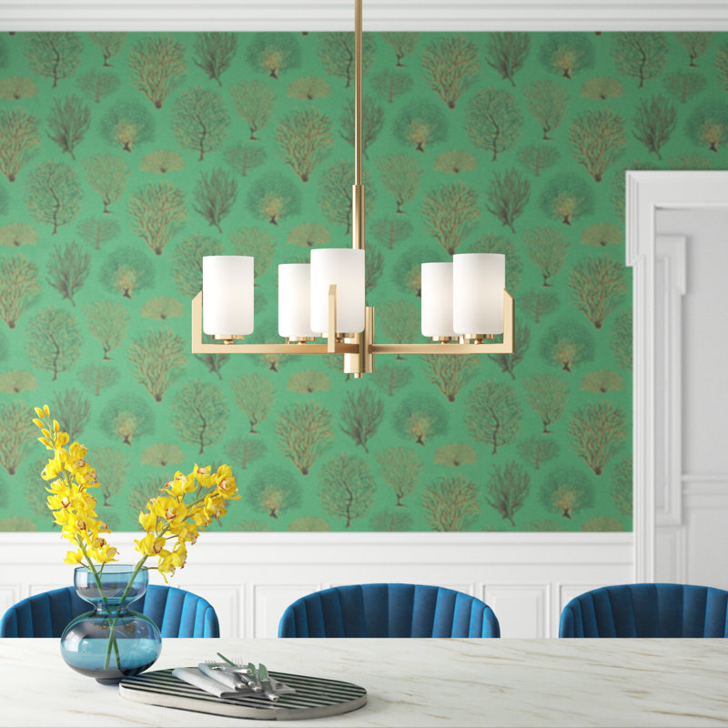 Endsley 5 - Light Dimmable Classic / Traditional Chandelier, Satin Brass