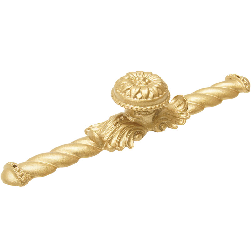 Grand bouton en acanthe avec pied évasé de style rosette avec grande plaque arrière , Or doux
