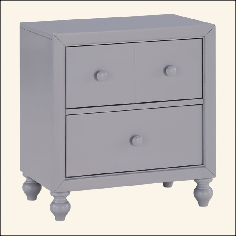 Table de chevet transitionnelle à finition grise 1pc