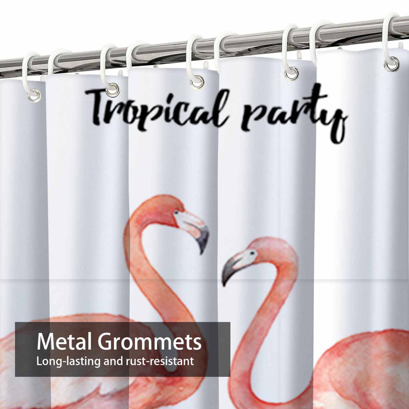 Aquarelle, feuilles tropicales, flamant rose, invitations blanches avec 12 crochets, L 72 po x l 72 po