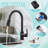 Modern High Arc Single Handle Pull-down Sprayer Kitchen Faucet With Deckplate And Supply Lines In Matte Black-124911430