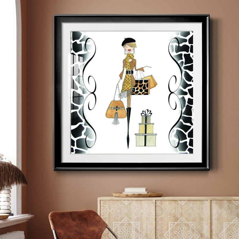 Sleek and Chic Beret Gal - Cadre photo, impression, Papier encadré noir, H 30,5 po x l 30,5 po x P 1,5 po