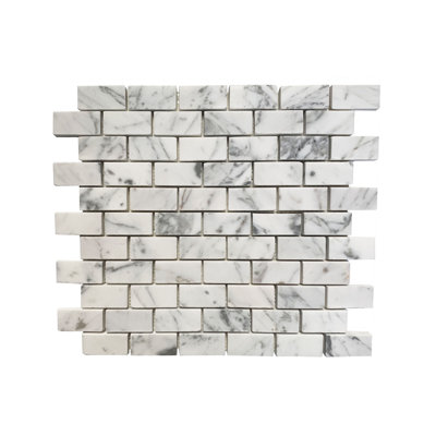 1" x 2" Marble Brick Joint Mosaic Wall & Floor Tile
