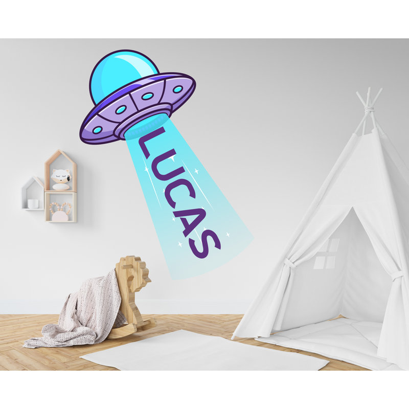 UFO vaisseau spatial Alien chambre d'enfant murale autocollant vinyle autocollant mural Art déco, décalcomanies murales chambre de bébé, fusée décalque de vaisseau, espace chambre décoration 098LU