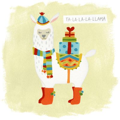 Fa-La-La-La Llama I - Wrapped Canvas Print