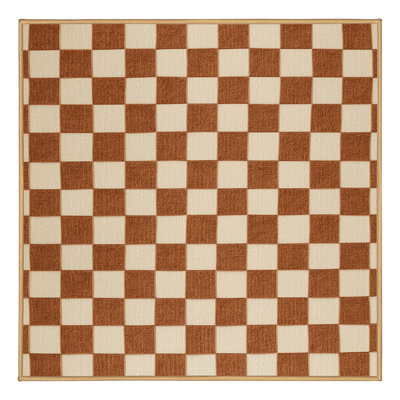 Tapis brun à carreaux lavable à la machine