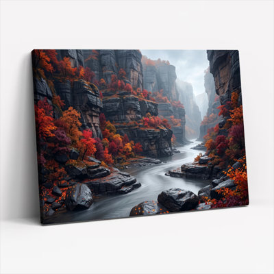«Gallery Wrap», art mural sur toile pour le salon, la chambre à coucher, le bureau ou le vestibule - décoration murale décorative avec canyon d'automne