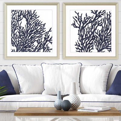 Blue Coral I - ensemble de 2 reproductions d'art sur papier encadré