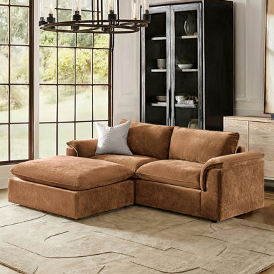 Cioffi 88"W Oversized 3 Piece Down Blend Modular Cloud Sleeper Sofa with Removable Cushion Cover