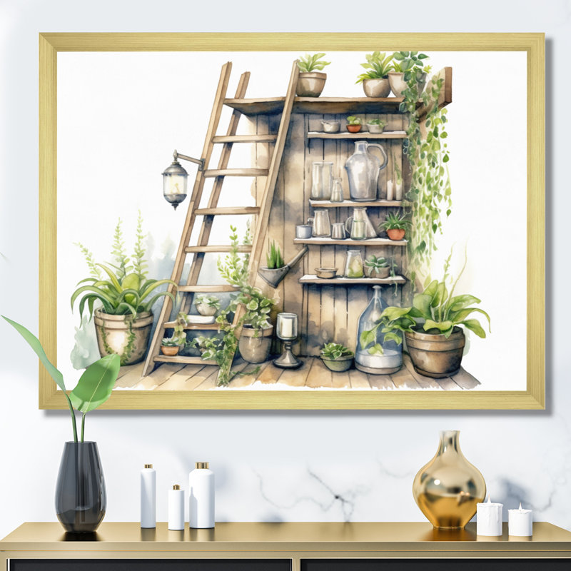 «Natural Bathroom Decor XXV», reproduction sur toile encadrée, Cadre doré à une seule photo, H 34 po x l 44 po x P 1,5 po