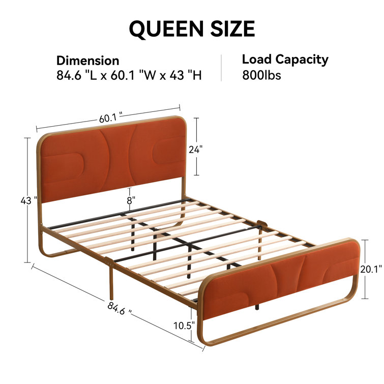 Nelsie Upholstered Platform Bed with Velvet Tufted Headboard