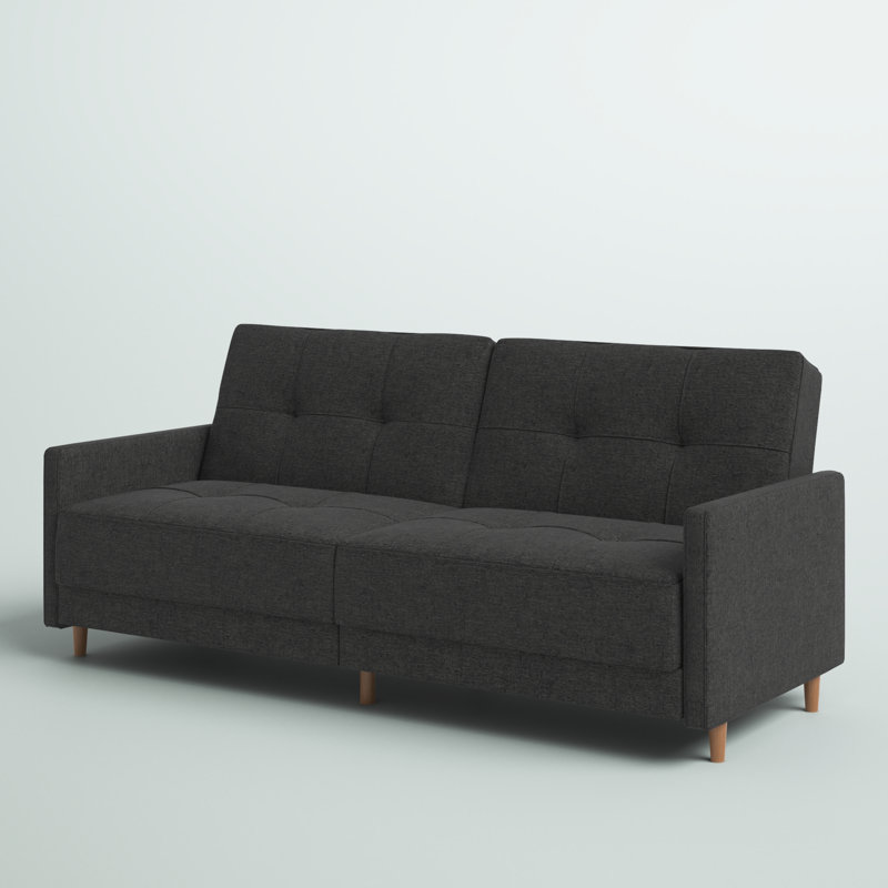 Besnard Twin 76'' Upholstered Convertible Sofa, Gray Polyester Blend