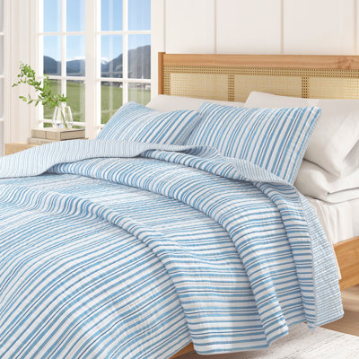 Watercolor Striped Quilt Set With Shams