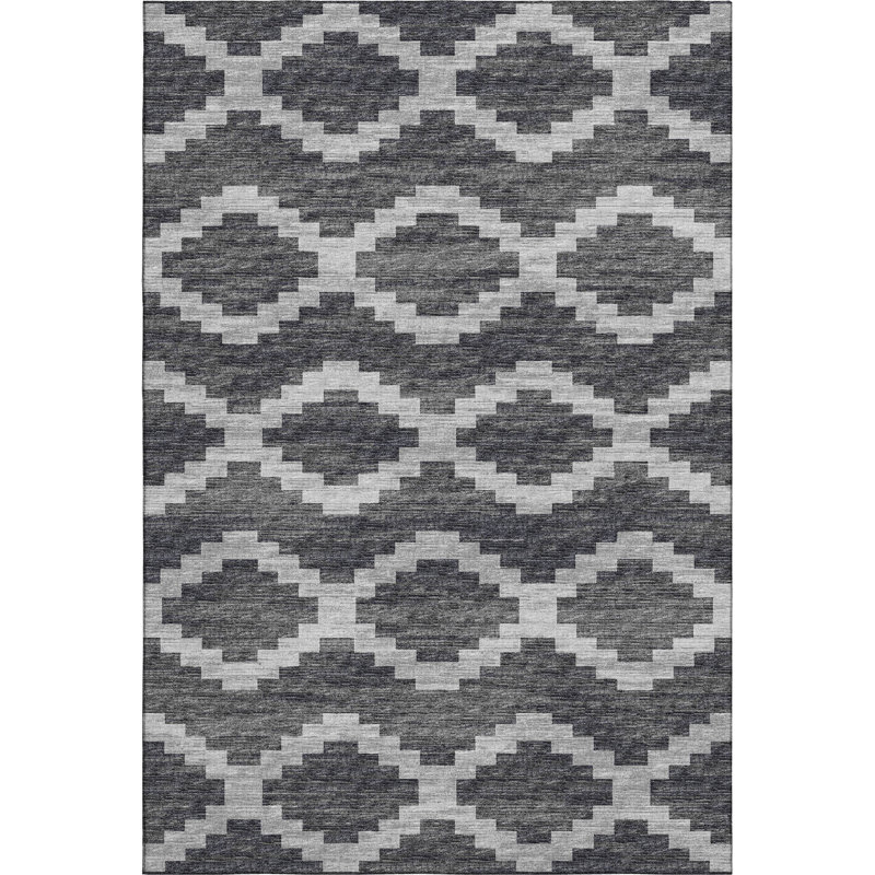 Tapis gris lavable à la machine de qualité supérieure AMF115, Rectangulaire 3 pi x 5 pi