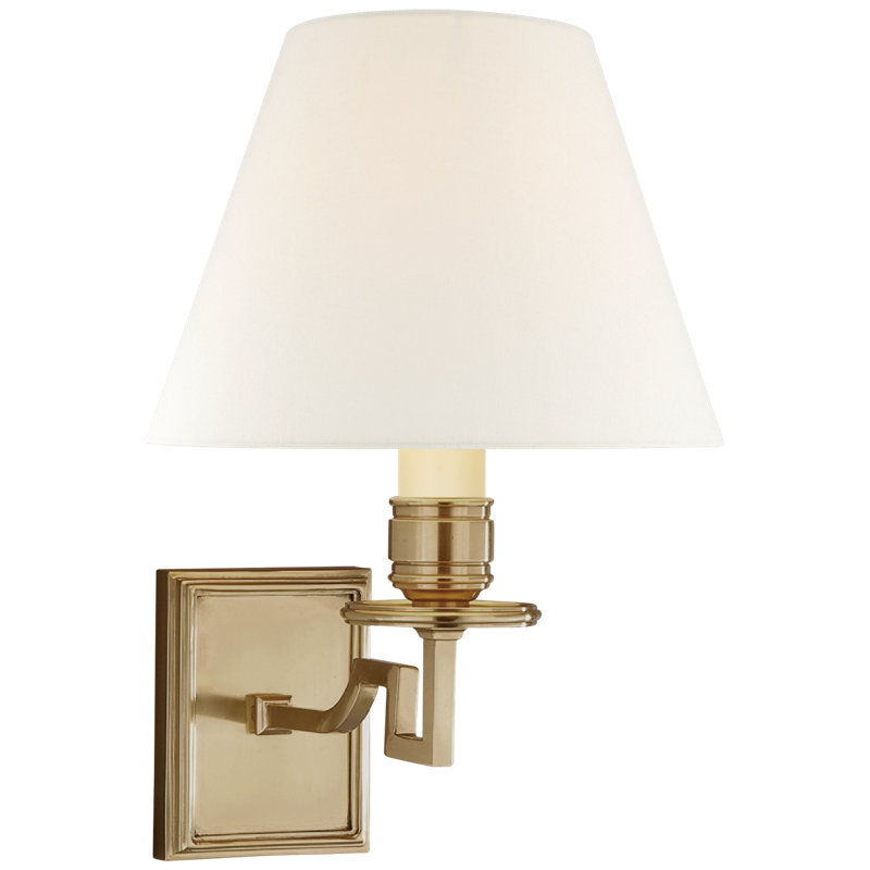 Alexa Hampton Dean Single Arm Sconce, Brushed Nickel, Fabric