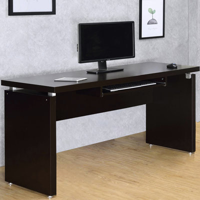 Table d'étude contemporaine en cappuccino - Bureau de travail fonctionnel avec rangement pour clavier et rangement professionnel avec tiroirs
