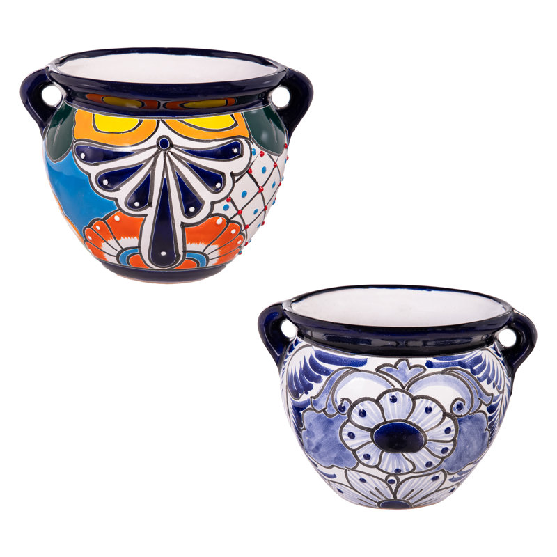 Talavera Mini Jug Ceramic Planter, Set of 2