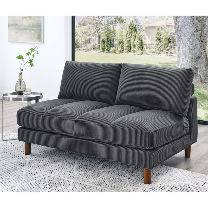 Causeuse sans accoudoirs de 57 po Waxman, Gris foncé