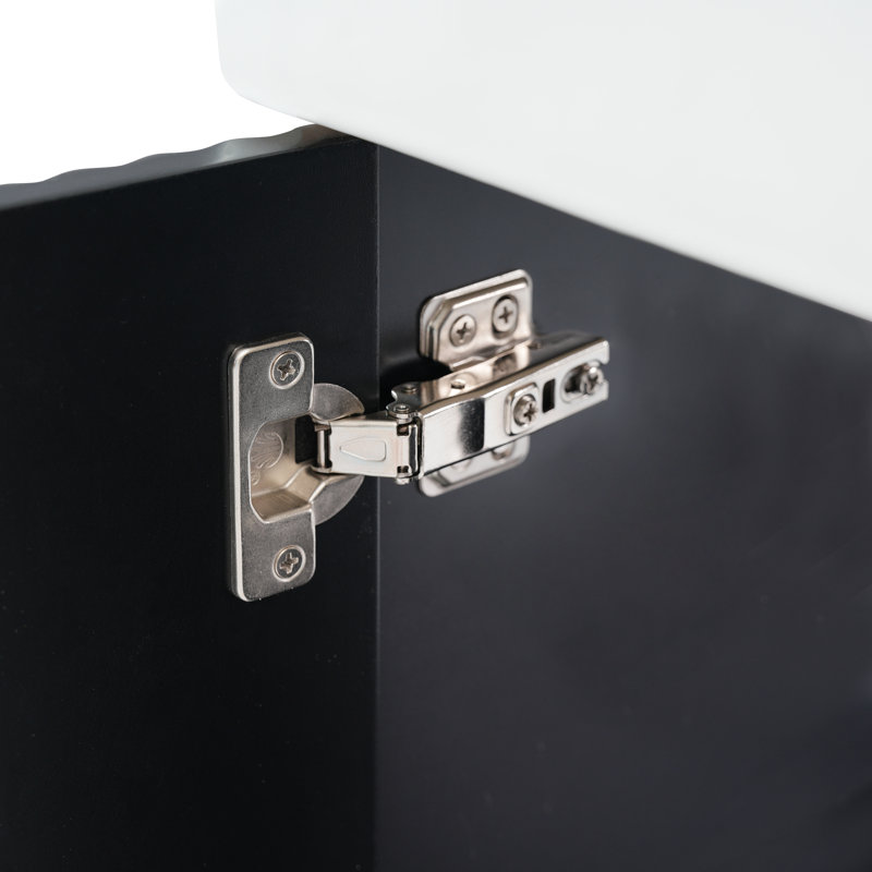 Meuble-lavabo flottant moderne 21,6 po avec lavabo en céramique et rangement latéral, Noir