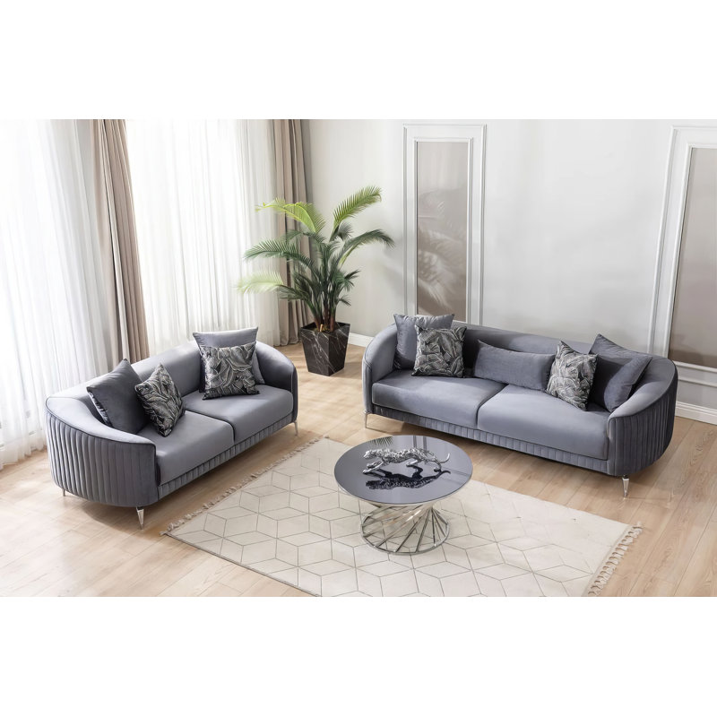 Causeuse en velours Angela, Gris