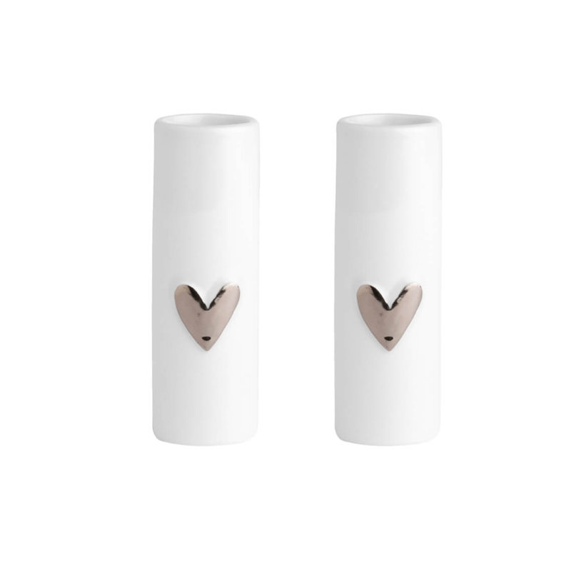 Love Heart Mini Vases - Set of 2, Silver