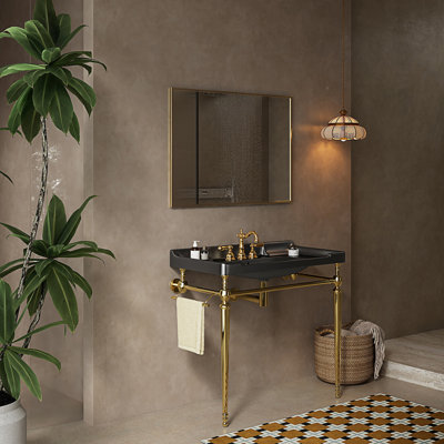 Bathroom Console Sink, Wall-Mounted Ceramic Vanity Basin With 3 Pre-Drilled Faucet Holes