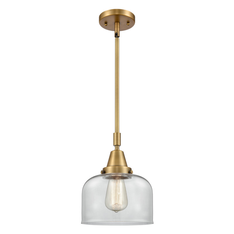 Lesher 1 - Light Single Pendant, Clear, 44.125" H x 8" W x 8" D, Brushed Brass