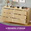Commode de rangement polyvalente à 6 tiroirs avec panneau cannelé pour le salon et la chambre à coucher-111015128