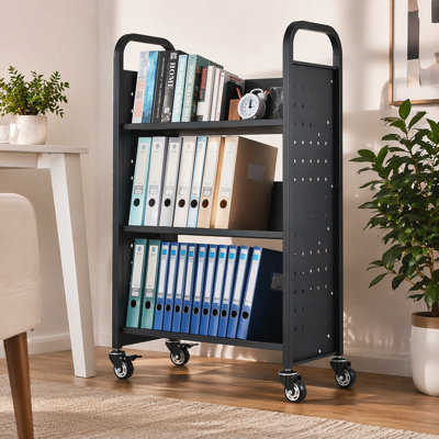 Chariot à livres à 3 niveaux en forme de V