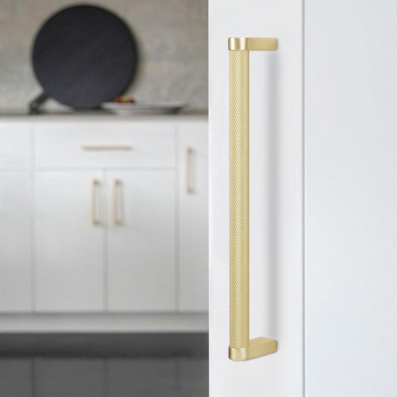 Paquet de 10 poignées d'armoire en or brossé avec conception moletée - Centre de 6 1/4 po (160 mm) - Poignées de tiroir de cuisine durables pour armoires, commodes et portes