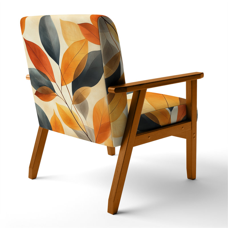 Chaise rembourrée Leaves - Fauteuil Ficus III Earth Tone, Brown Square Arms
