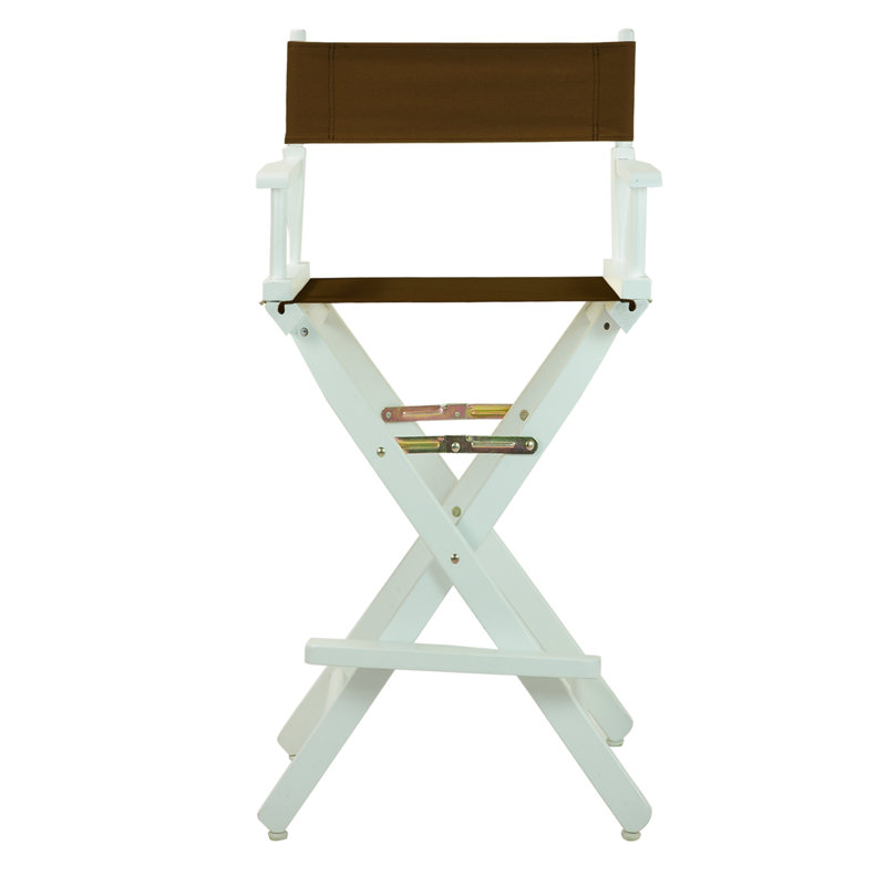 30" Folding Director Chair with Canvas, White, Brown