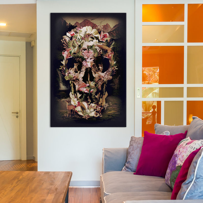 «Jungle Skull» par Ali Gulec, impression sur toile tendue, H 18 po x l 12 po x P 1,5 po, Toile tendue, Pas de tapis