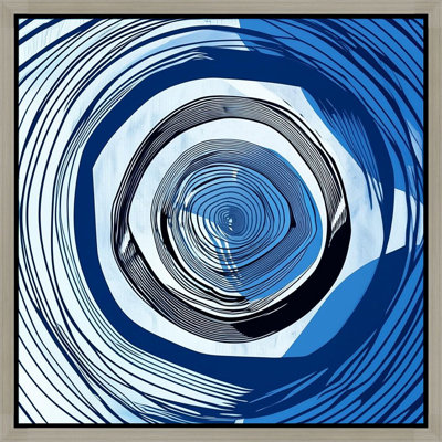 «Blue and White Spiral Abstraction», art mural sur toile encadrée