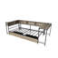 Grands lits d'angle avec rangement, lumière DEL, structure en bois aggloméré, gris moderne